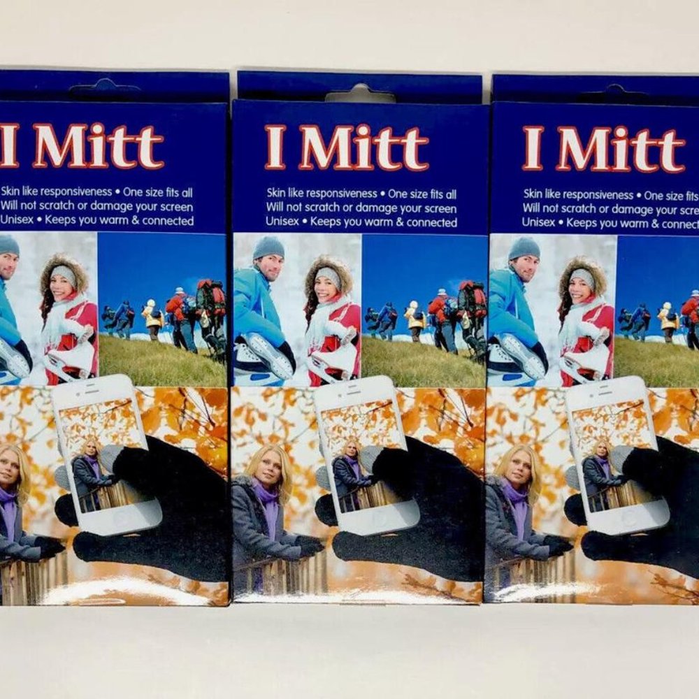 iMitt Gloves 3 Pairs Soft Touch Screen Static Free One Size Fits All Unisex NEW